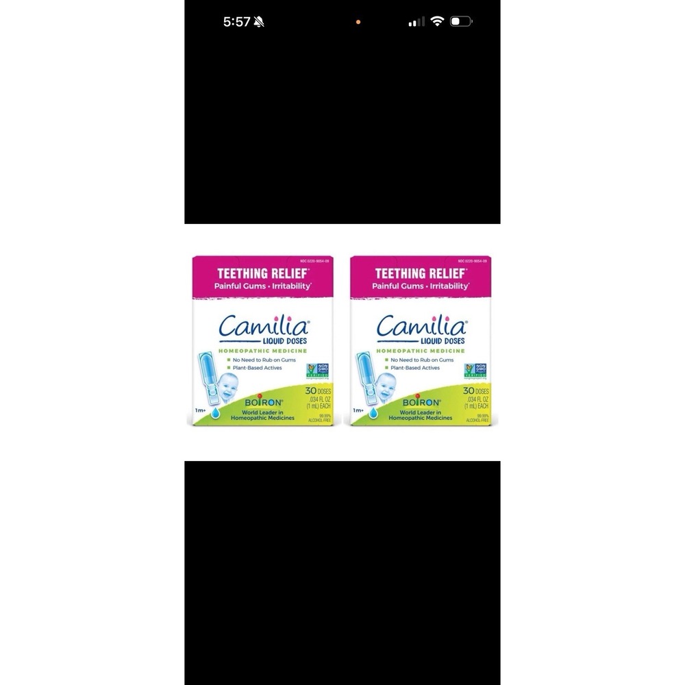 Boiron CAMILIA Liquid Drops for Teething Relief 30‎ liquid doses NIB 05/2028 2PK